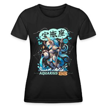Wassermann Astrologisches Sternzeichen - Frauen Funktions-T-Shirt - Schwarz - Vorne - AI Model Female 172 light (172cm)
