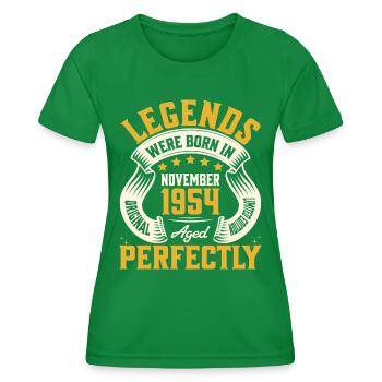 Year 1954 November 70th Anniversary - Women's Functional T-Shirt - kelly green - Front - AI Model Female 172 dark (172cm)