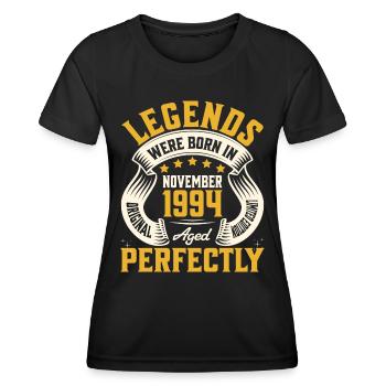 Année 1994 Novembre 30ème Anniversaire - T-shirt sport Femme - noir - Devant - AI Model Female 172 light (172cm)