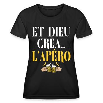 Et Dieu Créa Apéro Humour - T-shirt sport Femme - noir - Devant - AI Model Female 172 light (172cm)