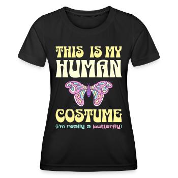 Costume Papillon Humour Costume D'Halloween - T-shirt sport Femme - noir - Devant - AI Model Female 172 light (172cm)