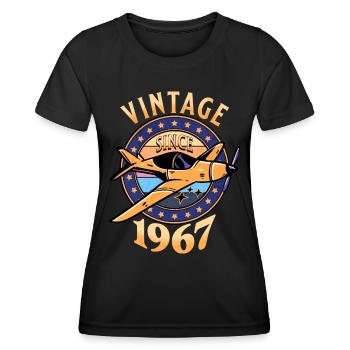 Avion Vintage 1967 55 Ans Anniversaire - T-shirt sport Femme - noir - Devant - AI Model Female 172 light (172cm)