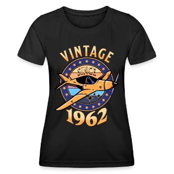 Vintage Aircraft 1962 60 Jahre Jubiläum - Frauen Funktions-T-Shirt - Schwarz - Vorne - AI Model Female 172 light (172cm)