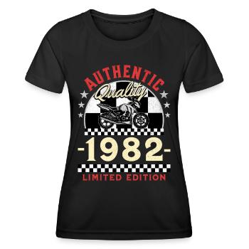 40 Ans Anniversaire Thème Moto Vintage 1982 - T-shirt sport Femme - noir - Devant - AI Model Female 172 light (172cm)