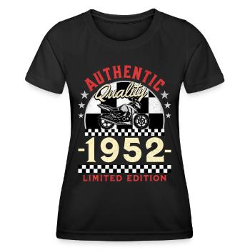 70 Ans Anniversaire Thème Moto Vintage 1952 - T-shirt sport Femme - noir - Devant - AI Model Female 172 light (172cm)