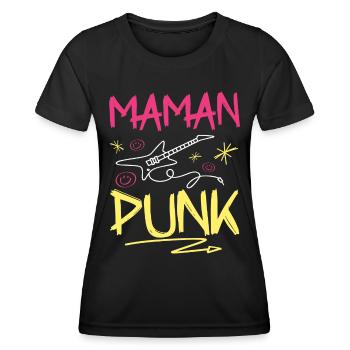 Maman Punk Rock - T-shirt sport Femme - noir - Devant - AI Model Female 172 light (172cm)