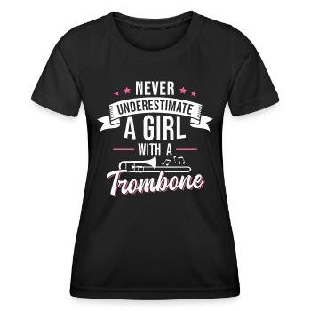 Trombone Girls Brass Band Tromboniste - T-shirt sport Femme - noir - Devant - AI Model Female 172 light (172cm)