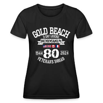 D DAY Gold 80th anniversary - T-shirt sport Femme - noir - Devant - AI Model Female 172 light (172cm)