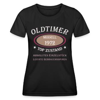 50e anniversaire Oldtimer Modèle 1972 - T-shirt sport Femme - noir - Devant - AI Model Female 172 light (172cm)