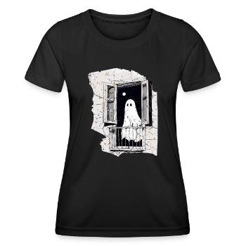 Fantôme effrayant dans la fenêtre vintage, Boo, Halloween - T-shirt sport Femme - noir - Devant - AI Model Female 172 light (172cm)