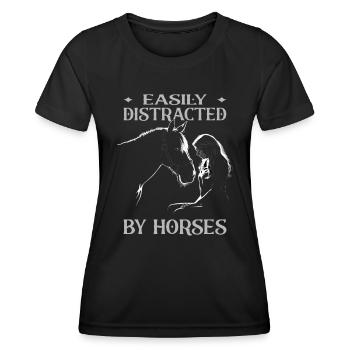 Cavalier & Cheval | Fille de cheval | Équitation Western - T-shirt sport Femme - noir - Devant - AI Model Female 172 light (172cm)
