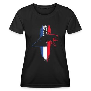 Cavalier Cheval & Western | Équitation Western - T-shirt sport Femme - noir - Devant - AI Model Female 172 light (172cm)