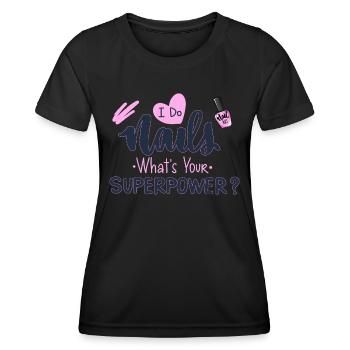 Ongles salon de l’insélatrice - T-shirt sport Femme - noir - Devant - AI Model Female 172 light (172cm)