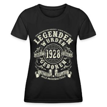 95 Jahre alt - Legenden wurden 1928 geboren - Frauen Funktions-T-Shirt - Schwarz - Vorne - AI Model Female 172 light (172cm)