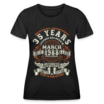 Legends are born in March 1988 - 35 years - Women's Functional T-Shirt - black - Front - AI Model Female 172 light (172cm)
