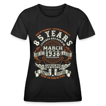 Legends are born in March 1938 - 85 years - Women's Functional T-Shirt - black - Front - AI Model Female 172 light (172cm)