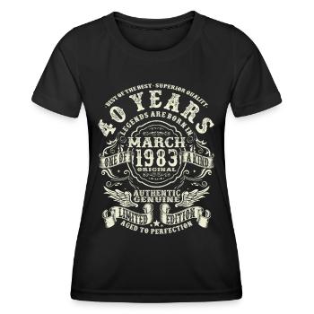 40 years old - legend born in march 1983 - Women's Functional T-Shirt - black - Front - AI Model Female 172 light (172cm)