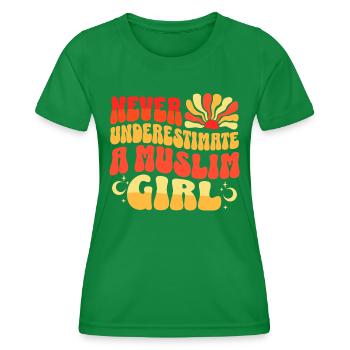 Jamais Sous-estimer Fille Musulmane - T-shirt sport Femme - vert - Devant - AI Model Female 172 dark (172cm)