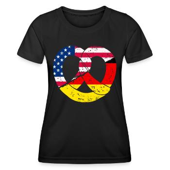 Brezel Amerikanische Herkunft Deutsch - Frauen Funktions-T-Shirt - Schwarz - Vorne - AI Model Female 172 light (172cm)