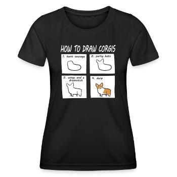 corgi - Women's Functional T-Shirt - black - Front - AI Model Female 172 light (172cm)