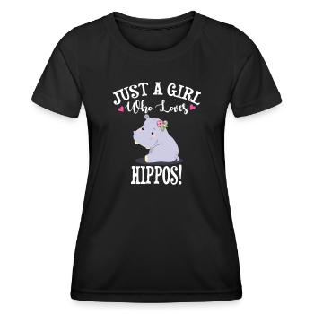 Nilpferd - Frauen Funktions-T-Shirt - Schwarz - Vorne - AI Model Female 172 light (172cm)