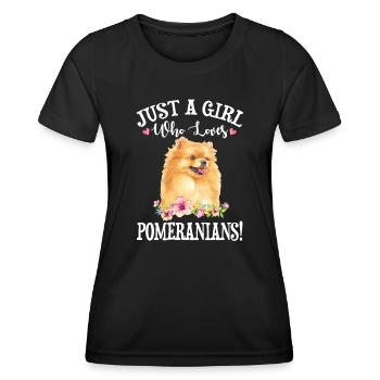 Pomeranian - Maglietta sportiva per donna - nero - Fronte - AI Model Female 172 light (172cm)