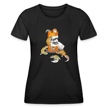 Gecko léopard - T-shirt sport Femme - noir - Devant - AI Model Female 172 light (172cm)
