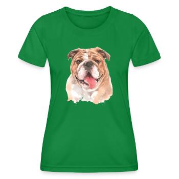 Bouledogue anglais - T-shirt sport Femme - vert - Devant - AI Model Female 172 dark (172cm)