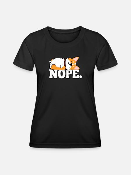 Corgi - Frauen Funktions-T-Shirt - Schwarz