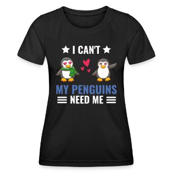 Ich kann nicht Lustiges Geschenk Antarktis Pinguin - Frauen Funktions-T-Shirt - Schwarz - Vorne - AI Model Female 172 light (172cm)