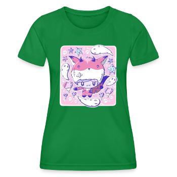 Cute zombie Devil Fox bubble head cutie - Women's Functional T-Shirt - kelly green - Front - AI Model Female 172 dark (172cm)