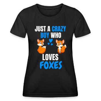 Crazy Boy Forest Animal Funny Gift Fox - T-shirt sport Femme - noir - Devant - AI Model Female 172 light (172cm)