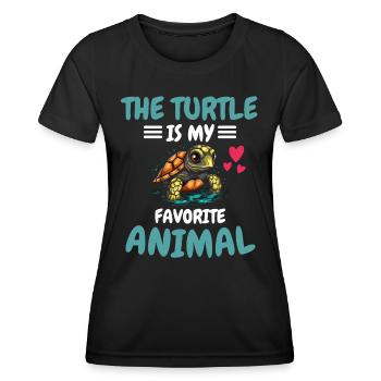 Animal animal préféré Animal Animal Cadeau Tortue - T-shirt sport Femme - noir - Devant - AI Model Female 172 light (172cm)