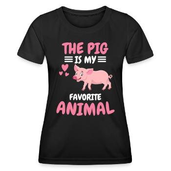 Cadeau animal préféré Ferme Animal Pig - T-shirt sport Femme - noir - Devant - AI Model Female 172 light (172cm)