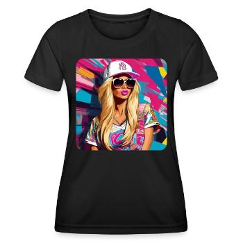 Blonde sexy girl wearing sunglasses - Women's Functional T-Shirt - black - Front - AI Model Female 172 light (172cm)