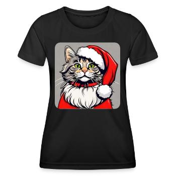 Chat de Noël mignon - T-shirt sport Femme - noir - Devant - AI Model Female 172 light (172cm)