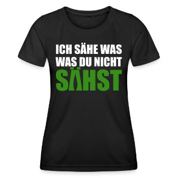 Cannabis, Ich sähe was was du nicht sähst, Hanf - Frauen Funktions-T-Shirt - Schwarz - Vorne - AI Model Female 172 light (172cm)