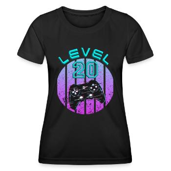 20 ans - Cadeau de 20 ans - T-shirt sport Femme - noir - Devant - AI Model Female 172 light (172cm)