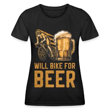 Fahrrad und Bier Phrasen Fahrrad Lustiger Radfahrer - Frauen Funktions-T-Shirt - Schwarz - Vorne - AI Model Female 172 light (172cm)