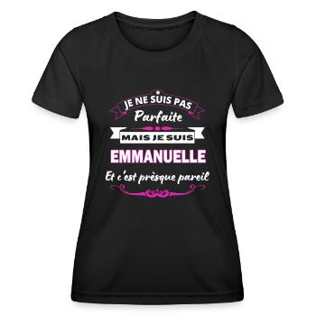 je ne suis pas Parfaite Emmanuelle - T-shirt sport Femme - noir - Devant - AI Model Female 172 light (172cm)
