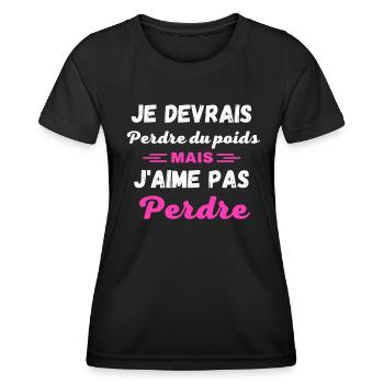 Je devrais perdre du poids, mais j'aime pas perdre - T-shirt sport Femme - noir - Devant - AI Model Female 172 light (172cm)