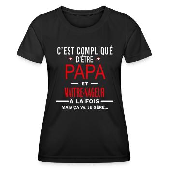 papa Et MAITRE-NAGEUR cadeau citation - T-shirt sport Femme - noir - Devant - AI Model Female 172 light (172cm)