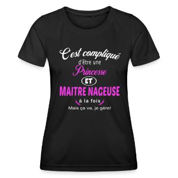 c'est compliqué princesse et maitre nageuse - T-shirt sport Femme - noir - Devant - AI Model Female 172 light (172cm)