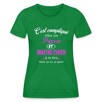 c'est compliqué princesse et maitre chien - T-shirt sport Femme - vert - Devant - AI Model Female 172 dark (172cm)
