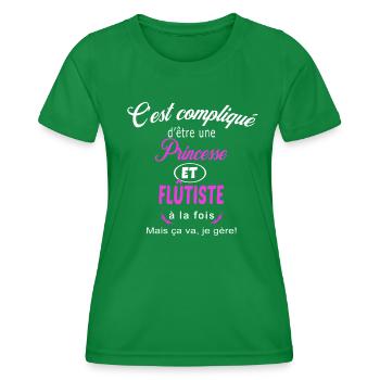c'est compliqué princesse et flûtiste - T-shirt sport Femme - vert - Devant - AI Model Female 172 dark (172cm)