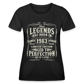 Né en 1983 Cadeau d’anniversaire Legends - T-shirt sport Femme - noir - Devant - AI Model Female 172 light (172cm)
