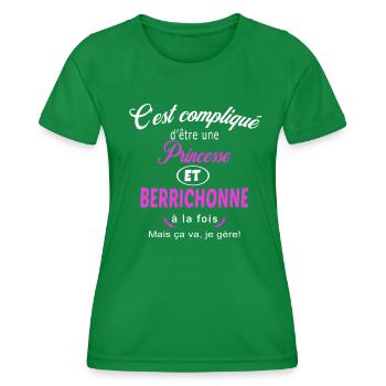 c'est compliqué princesse et Berrichonne - T-shirt sport Femme - vert - Devant - AI Model Female 172 dark (172cm)