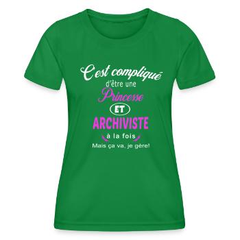 c'est compliqué princesse et archiviste - T-shirt sport Femme - vert - Devant - AI Model Female 172 dark (172cm)
