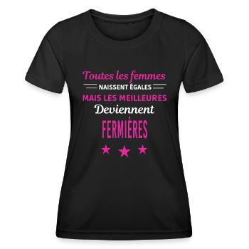 femmes naissent les meilleurs fermières - T-shirt sport Femme - noir - Devant - AI Model Female 172 light (172cm)