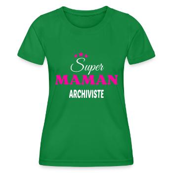 Super maman archiviste citation - T-shirt sport Femme - vert - Devant - AI Model Female 172 dark (172cm)